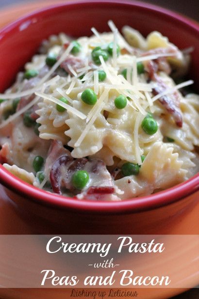 Creamy Pasta With Peas, Pasta With Peas And Bacon, Peas And Bacon, Bacon Dishes, Pasta With Peas, Bow Tie Pasta, Tasty Kitchen, Recipe Community, Creamy Pasta