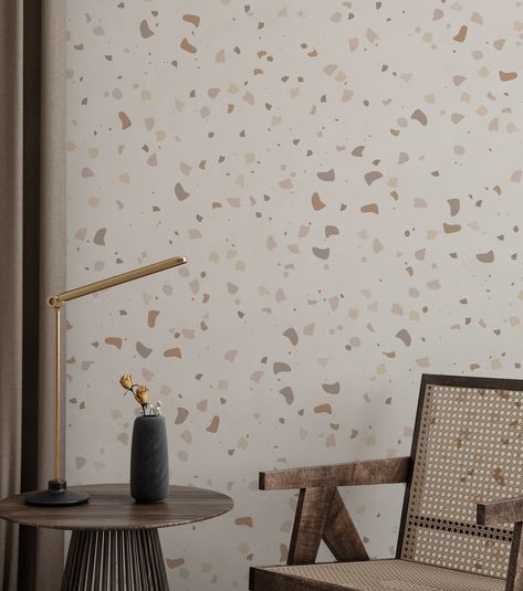 Covering Countertops, Beige Terrazzo, Terrazzo Kitchen, Wallpaper Smooth, Terrazzo Wallpaper, Terrazzo Wall, Modern Terrazzo, Sf Apartment, Floral Mural