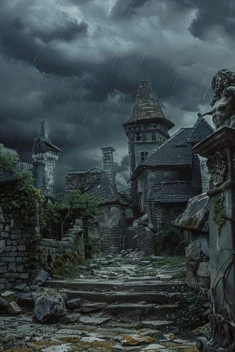 Gothic Setting, Vila Medieval, Warhammer Fantasy Roleplay, Dark Forest Aesthetic, Odaiba, Fantasy Story, Fantasy Places, Haunted Places, Dark Places