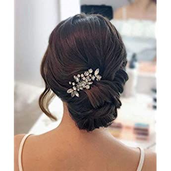 Low Bun Wedding Hair, Pearl Hair Comb Wedding, Bridal Hair Combs Pearl, Wedding Hair Head Piece, Wedding Hair Up, Bridal Hairpiece, Crystal Hair Accessories, Side Comb, Bridal Hair Piece