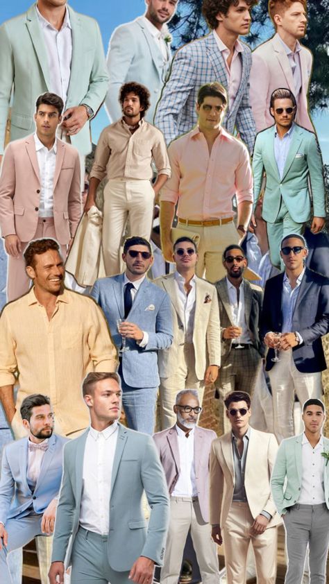 Pastel Groomsmen, Men Wedding Attire Guest, Summer Cocktail Attire, Wedding Guest Outfit Men, Wedding Guest Men, Garden Wedding Dress Guest, Cocktail Wedding Attire, Cocktail Attire Men, Casual Wedding Attire