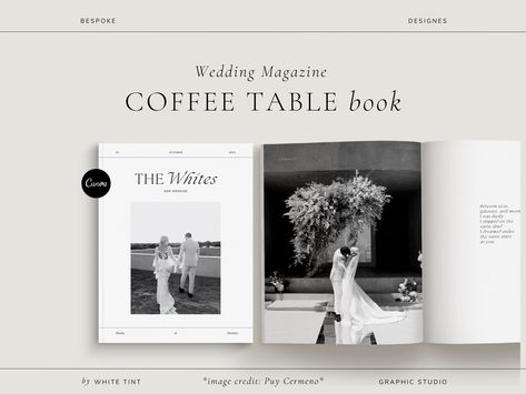 Transform your wedding memories into a stunning Coffee Table Photo Book with our elegant Canva template! 📖✨ Capture every cherished moment with stylish layouts, perfect for any wedding album. From classic designs to modern touches, your special day deserves a beautifully crafted photo book. Let your love story shine! 💍❤️ Wedding Photo Albums Layout, Wedding Photo Coffee Table Book, Wedding Photo Magazine, Coffee Table Wedding Book, Wedding Album Magazine, Wedding Album Coffee Table Book, Elegant Editorial Design, Wedding Album Text, Wedding Photo Book Ideas