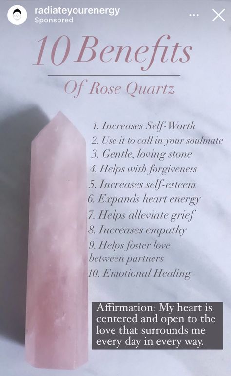 Rose Quartz Affirmation, Rose Quartz Crystal Meaning, Quartz Crystal Meaning, Crystal Healing Chart, Spiritual Journals, Healing Affirmations, Orgone Energy, Spirit Quartz, Crystal Magic