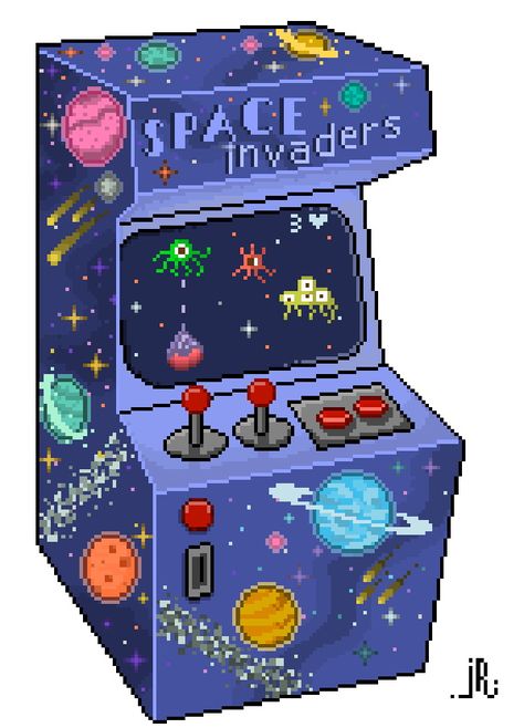 Pixel arcade. #pixelart #pixel #pixelarcade #art #pixelspace #space #planets #stars Pixel Space, Space Invaders Arcade, Retro Games Wallpaper, Space Animation, Retro Arcade Games, Graphic Poster Art, Space Planets, Space Invaders, Retro Arcade