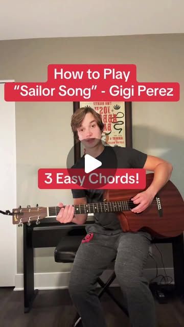 Dave Robertson - Beginner Guitar Teacher on Instagram: "How to Play “Sailor Song” - Gigi Perez 🎸 #guitartok #guitar #guitartutorial #beginnerguitar #easyguitar #guitarcover #acousticguitar #foryou #musiciansoftiktok #fyp" Sailor Song On Guitar, Sailor Song Guitar Chords, Sailor Song Gigi Perez, How To Play Guitar, Sailor Song, Songs To Play On Guitar, Guitar Songs For Beginners, Easy Guitar Songs, Guitar Chords For Songs