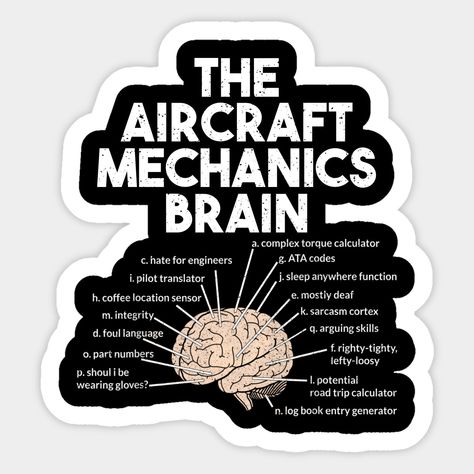 Engineer Cartoon, Airplane Mechanic, Brain Shirt, Brain Sticker, Aircraft Maintenance Engineer, Aviation Mechanic, Aviation Engineering, Aviation Education, Aircraft Mechanic