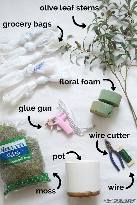 Olive Tree Topiary, Foam Glue, Faux Olive Tree, Crafts For Teens To Make, Farmhouse Crafts, Simple Craft, Floral Foam, Easy Christmas Diy, Olive Leaf