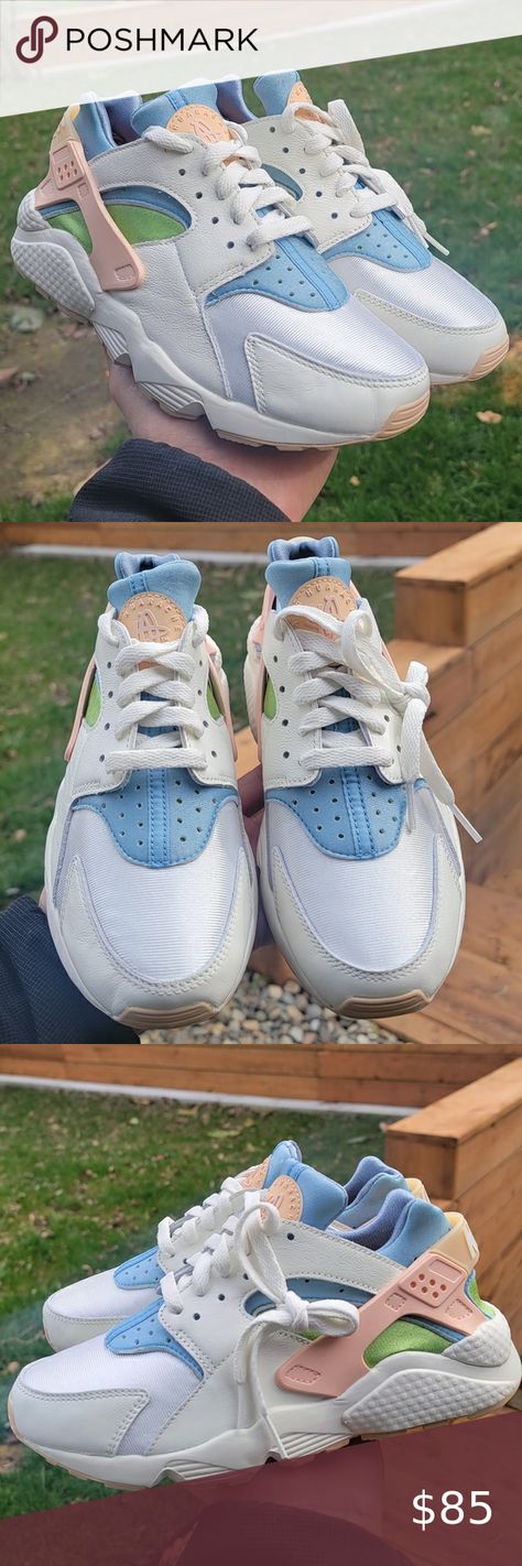 New women's Nike Air Huarache Nike Air Huarache White, Nike Air Huarache, Air Huarache, Blue Accents, New Woman, Nike Shoes, Nike Women, Nike Air, Nike