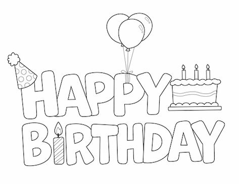 Happy Birthday Coloring Page from LittleBeeFamily Happy Birthday Puppy, Birthday Coloring Page, Coloring Pages Activities, Happy Birthday Writing, Happy Birthday Font, Happy Birthday Drawings, Happy Birthday Typography, Happy Birthday Coloring Pages, Bee Family