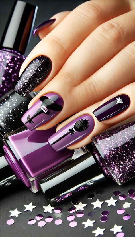 Unleash your inner magic with these 45+ witchy nail designs. From mystical symbols to enchanting colors, find the perfect spellbinding look to express your witchy style. 🌟🔮 #WitchyNails #MagicalManicure #NailArt #InnerMagic Simple Witchy Nails, Short Witchy Nails, Purple Witchy Nails, Witchy Nail Designs, Witchy Nail Art, Mystical Nails, Pastel Nail Art, Mystical Symbols, Witchy Style