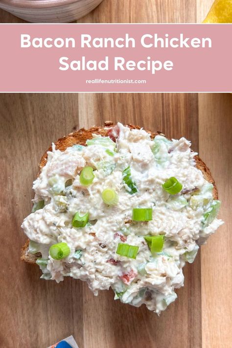 Try this Greek yogurt chicken salad recipe for a healthy and easy meal. This savory turkey bacon ranch chicken salad made with rotisserie chicken is the best for a high protein lunch. Enjoy it as a dip, sandwich, in cucumber boats, or wrap. Bacon Ranch Chicken Salad, Ranch Chicken Salad Recipe, Turkey Bacon Ranch, Ranch Chicken Salad, Bacon Ranch Chicken, Greek Yogurt Chicken Salad, Yogurt Chicken Salad, Meal Prep Lunch, Delicious Meal Prep