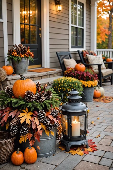 20 Fall Front Porch Ideas You’ll See Trending – ToolzView Fall Front Porch Decor Ideas, Fall Front Porch Ideas, Fall Planters, Fall Front Porch Decor, Fall Farmhouse, Fall Deco, Fall Thanksgiving Decor, Autumn Decorating, Fall Front Porch