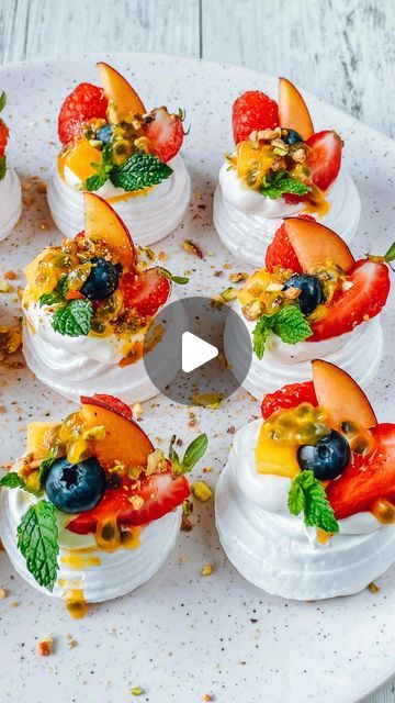 CHERIE on Instagram: "Mini Pavlovas 😍✨   This is by far one of the easiest desserts you can put together this Christmas! Yes it’s fully plant-based and yes it tastes absolutely delicious 👏  All I did was grab a packet of Platitude Mini Meringue Nests from @woolworths_au, whipped up some dairy-free cream (with icing sugar + vanilla) then topped it with the cream, fruit and crushed pistachios. As simple as that! No fuss or mess and everyone can grab one to enjoy.   The Woolworths Plantitude range is fully plant-based so there are a tonne of options for you to choose from when putting together your Christmas spread! I personally also love the Plantitude Christmas Roast (with cranberry glaze!) 🤩🍽️  AD #vegan #plantbased #dairyfree #christmasrecipe #christmasdessert #pavlova #minipavlova #g Individual Pavlova, Meringue Nests, Cranberry Glaze, Crushed Pistachios, Easiest Desserts, Mini Pavlovas, Wine Poached Pears, Mini Meringues, Christmas Roast