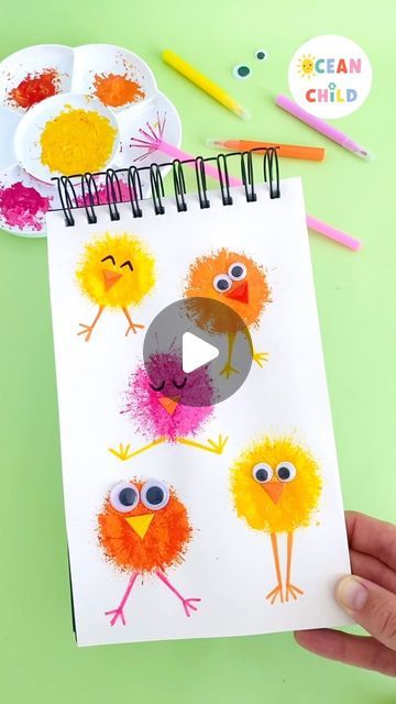 Ocean Child Crafts on Instagram: "Looking for an easy way to stamp Easter chicks? I’ve got the perfect craft for you! 💛🐥💛 Create these colorful cuties with a simple straw and some paint.   Craft supplies: 🐥 Straw 🌸 Paint 🐥 Paper 🌸 Black sharpie 🐥 Scissors 🌸 Glue 🐥 Googly eyes (optional)  🐰This week I´m guest host for #eastercardboardplay . So, if you craft anything fun for Easter, you can join in by using the hashtag.   ➡️ Save these adorable chicks and follow @oceanchildcrafts for more fun craft ideas for kids!   #eastercrafts #springcrafts #kidscraft #easycrafts #bastelnmitkindern #knutselenmetkinderen" Fun Craft Ideas For Kids, Paper Straws Crafts, Googly Eye Crafts, Easy Toddler Crafts, Easter Crafts For Toddlers, Fun Craft Ideas, Shabby Chic Easter, Easy Easter Decorations, Craft Ideas For Kids