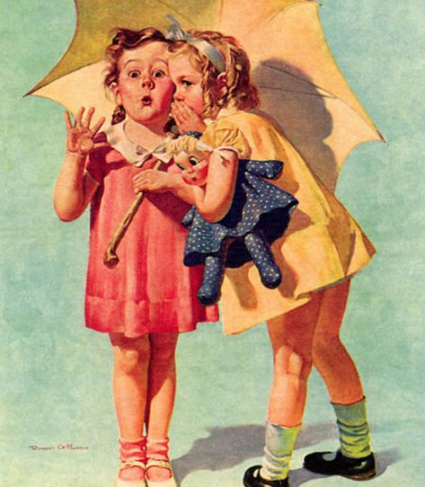 Gossip Illustration, Art Competition Ideas, American Gallery, Girls Secrets, Vintage School, Children Images, M R, Childhood Toys, Vintage Country