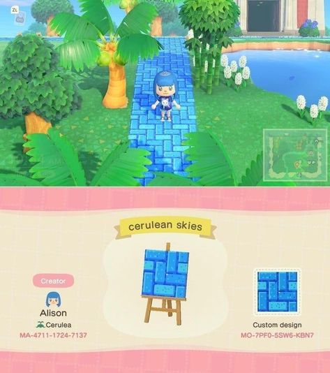 Blue Path Animal Crossing, Acnh Blue Path Codes, Animal Crossing Blue Path, Acnh Blue Path, Animal Crossing Online, Acnh Path, Acnh Paths, 2d Character Animation, Brick Path