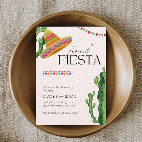 Final Fiesta Rehearsal Dinner, Final Fiesta Invitation, Mexican Fiesta Bachelorette Party, Bachelorette Party Mexican Theme, Mexican Themed Bachelorette Party, Mexican Bachelorette Party Ideas, Fiesta Theme Bachelorette Party, Fiesta Party Invitations, Mexican Fiesta Invitations