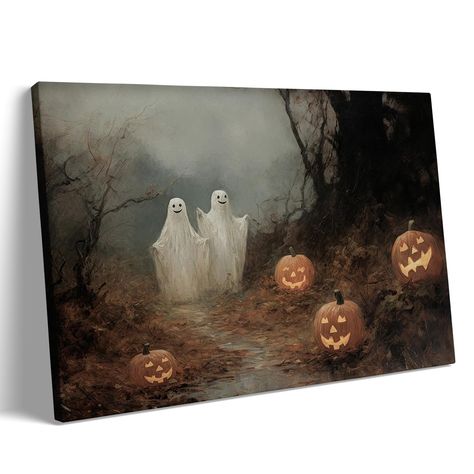 PRICES MAY VARY. Easy To Hang：Retro Halloween Print Frame wall art Poster size：12*16inchs. Whimsical ghost art already stretched on solid wooden frames, gallery wrapped, with hooks and accessories, ready to hang. The painting can be easily hung in any room you like and is very convenient. This unique print captures the essence of classicwitchcraft and Gothic,adding an eerie touch to any space. High Quality Canvas Wall Art:Victorian Pictures for Wall Decor is printed on premium canvas material,wi Restroom Wall Decor, 200 Aesthetic, Poster Storage, Halloween Canvas Art, College Poster, Halloween Bedroom Decor, Ghost Painting, Poster Dark, Fall Artwork