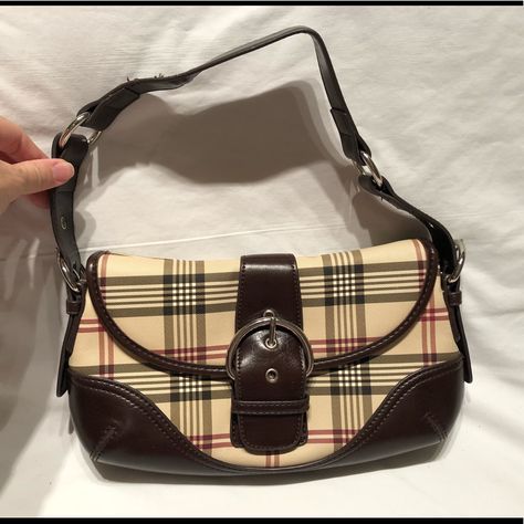 Nwot. Dark Brown And Tan Plaid Pattern Purse. With Buckle In Front Flap. 1 Shoulder Strap. Never Used In Excellent Condition And Matches So Many Different Outfits. All My Purses Are Carefully Cared For And Stored Properly. I Do Not Put Purses Down On The Ground And When Not In Use They Are Placed In Protective Dust Bags And Stored Away. No Trades. Non Smoking/No Pet Household Bundle For Better Deals Make Me An Offer Plaid Purse, Pattern Purse, Buckle Bags, Tan Plaid, Fall 24, What In My Bag, Stylish Clothes, Pretty Bags, Simple Chic