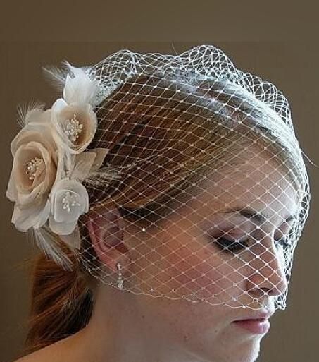 Hot Selling Bride Veil Comb Blusher Birdcage Tulle Ivory Champagne Flowers Feather Bridal Wedding Hots Hat Dress from Gift_wholesale,$9.32 | DHgate.com Diy Wedding Veil, Bridal Birdcage Veils, Fascinator Hats Wedding, Ivory Bride, Blusher Veil, Bride Veil, Wedding Bridal Veils, Bridal Hat, Bridal Wedding Hair