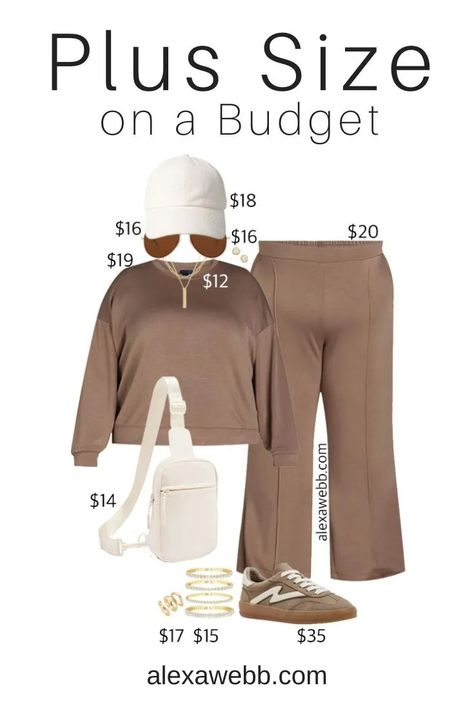 Plus Size on a Budget - Neutral Athleisure - Alexa Webb Plus Size On A Budget, Plus Size Athleisure Outfits, Neutral Athleisure, Plus Size Athleisure, Concert Outfit Fall, Alexa Webb, Athleisure Outfit, Knit Lounge Set, Black Leggings Outfit