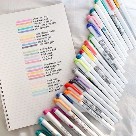 Pen Swatches, Ring Notebook, School Suplies, Zebra Mildliner, Kawaii School Supplies, Cool School Supplies, Japanese Stationery, Bullet Journal Writing, Cute School Supplies