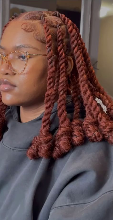 Ginger Hair Twists, Ginger Twist Braids Hairstyles, Ginger Invisible Locs Black Women, Invisible Locs Twist With Color, Ginger Invisible Locs, Ginger Twist Braids, Invisible Locs With Color, Invisible Locs, Best Short Hairstyles