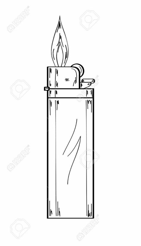 Lighter Drawing Simple, Garden Sketch Drawing, Lighter Illustration, Lighter Drawing, Lighter Tattoo, Art Sketchbook Ideas, Alfabet Font, Black And White Drawings, Wrist Tattoo Designs