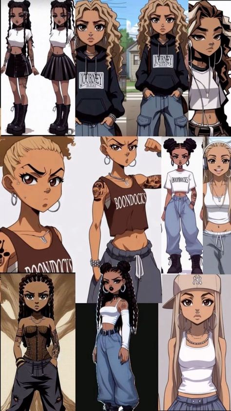 Boondocks Oc, Plus Size Outfits For Summer, Easy People Drawings, Festival Fashion Outfit, Black Couple Art, Black Cartoon Characters, Black Art Painting, Movies Outfit, Fashion Fail