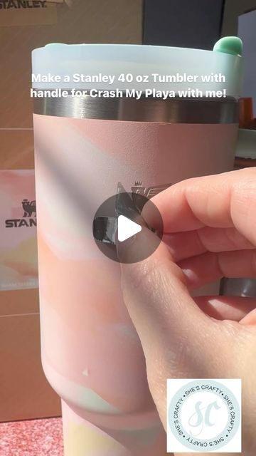 She’s Crafty Creative Studio on Instagram: "Getting custom engraving  Stanley Tumblers ready for the Crash My Playa Ten Year Fiesta!  These will be available later today in my Etsy store!  This year’s line up is engraved between the handle on this gorgeous sunrise tumbler. 

#crashmyplaya #lukebryan #stanleytumbler" Vinyl Stanley Cup Ideas, How To Engrave Stanley Tumbler, Diy Stanley Accessories, How To Etch A Stanley Cup, Decorate Stanley Tumbler, Stanley Cup With Stickers, Stanley Cup Customized, Stanley Cup Engraving Ideas, Stanley Engraving Ideas