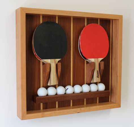 Ping Pong Basement, Ping Pong Paddle Holder, Ping Pong Room, Paddle Designs, Retro Basement, Jon Peters, Paddle Ball, Game Room Basement, Game Room Bar