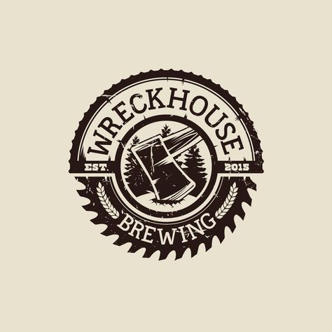 Create a rustic and rugged logo for Wreckhouse Brewing by 'mythDESIGN' Rustic Logo, Vintage Logos, Logo Retro, Retro Logos, Badge Logo, Badge Design, Volkswagen Logo, Logo Ideas, Logo Design Contest