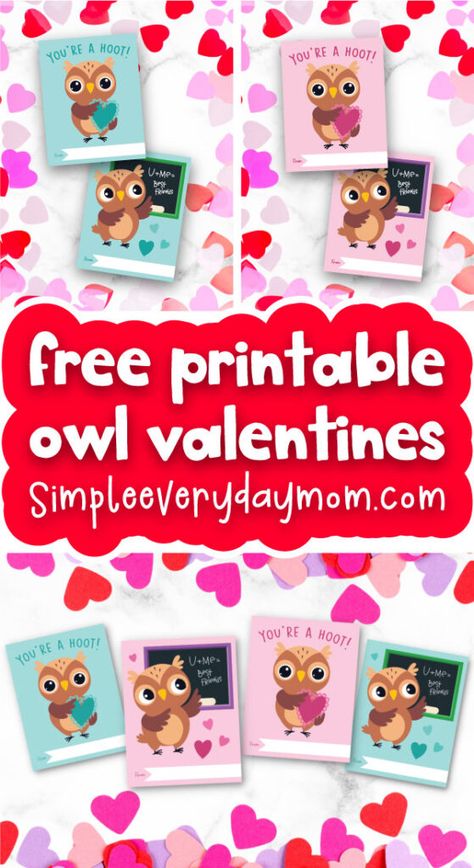 Valentine Cards For Kids, Kindergarten Craft Activities, Valentine Card Crafts, Owl Valentines, Printable Valentines Day Cards, Easy Valentine Crafts, Kids Craft Supplies, Valentine's Day Crafts For Kids, Printable Valentines Cards