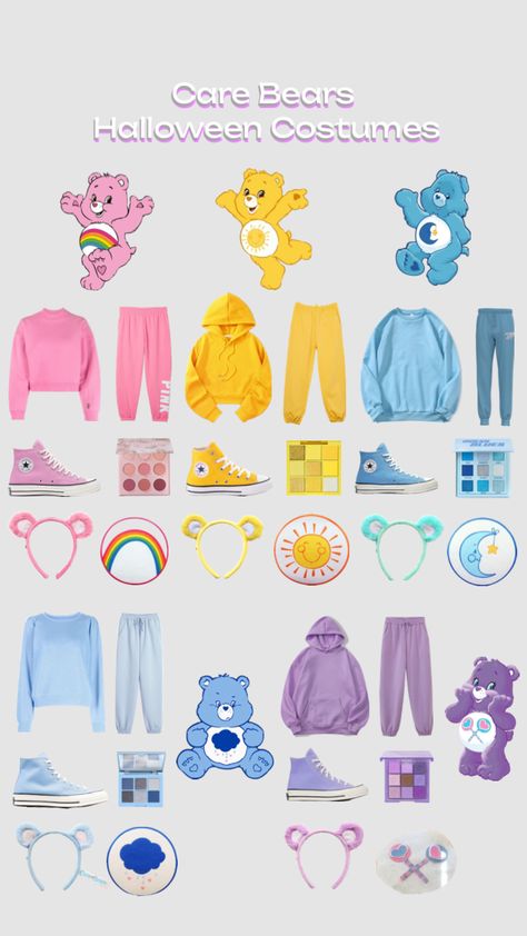 #comp #halloween #halloweencostume #halloweencostumeinspo #carebears #carebear #cartoon #outfitinspo #outfitinspiration #outfit #outfits #halloweenaesthetic #aesthetic #vibes #preppy #preppyaesthetic Care Bears Halloween Costume, Olaf Halloween Costume, Pregnant Halloween Costumes, Cute Group Halloween Costumes, Matching Halloween Costumes, Trio Halloween Costumes, Bear Halloween, Pretty Halloween Costumes, Bear Costume