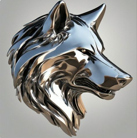 Chrome wolf heads For more attilakoksal.wordpress.com Wolf 3d, Wolf Spirit Animal, Optical Illusions Art, Wolf Spirit, Wolf Head, Lone Wolf, Illusion Art, Wolf Art, Apple Wallpaper