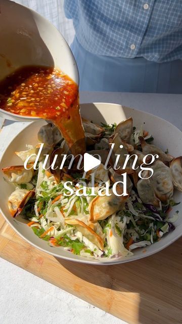 Carleigh Bodrug on Instagram: "🥟QUICKIES EP 18: Viral Dumpling Salad in just 15 minutes. IT’S SO GOOD. Full recipe by googlin’ plantyou dumpling salad. LOVE YOU GUYS!
.
#dumplings #dumplingsalad #plantbased #plantbasedrecipe #salad #saladrecipe #saladrecipes #plantbaseddiet #plantbasedrecipes #vegan #quickrecipe #quickrecipes #veganrecipes #healthy #healthyfood #healthylunch #healthydinner" Viral Dumpling Salad, Dumpling Dinner Ideas, Pot Sticker Salad, Dumpling Salad Recipe, Dumpling Sides, Dumpling Salad, Wonton Salad, Carleigh Bodrug, Chinese Salad