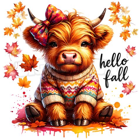 Print On Demand Designs, Fall Sublimation Designs, Fall Clipart, Cow Tshirt, Diy Tees, Cow Png, Sublimation Projects, Fall Png, Autumn Vibes