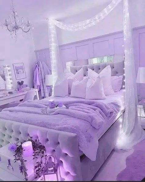 Purple Bedroom Design, Purple Bedroom Decor, Purple Room Decor, Purple Room, Purple Bedrooms, Girly Room Decor, Aesthetic Bedroom Ideas, Luxury Room Bedroom, Pink Bedroom Decor