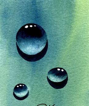 Water Drop Drawing, 3d Monster, Monster Ideas, Water Art, 수채화 그림, Dew Drops, Watercolor Paintings Tutorials, Watercolor Inspiration, Art Card