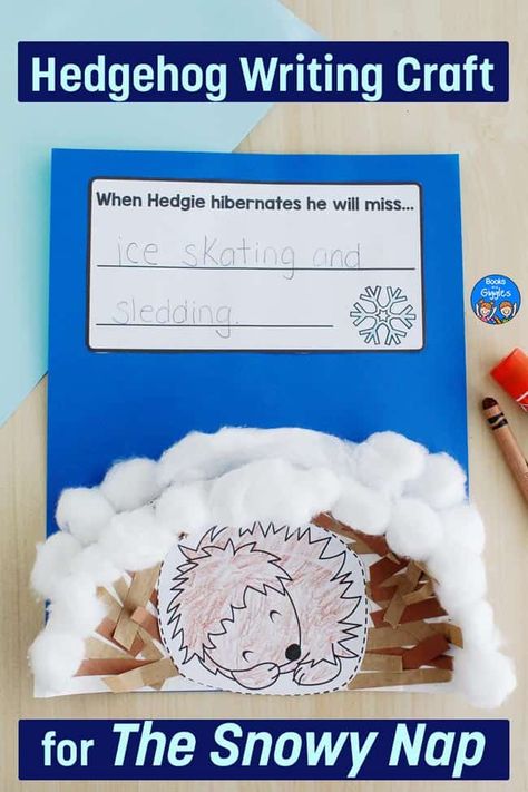 This hedgehog hibernation craft and writing activity goes with Jan Brett's book "The Snowy Nap". It is great in helping kindergarten and preschool kids to work on their fine motor skills. It would make a cute winter bulletin board or hallway display too! Animal Hibernation Preschool Crafts, The Snowy Nap Activities, Migration Crafts Preschool, Jan Brett Crafts, A Loud Winters Nap Activities, Jan Brett Activities Preschool, Hedgehog Hibernation, Hibernation Preschool Theme, Grey Lengha