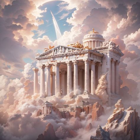 Greece Pantheon, Grece Antique Aesthetic, Grecia Aesthetic, Greek Background, Fantasy Cities, Temple Tattoo, House Architecture Styles, Antique Aesthetic, Greek Temple