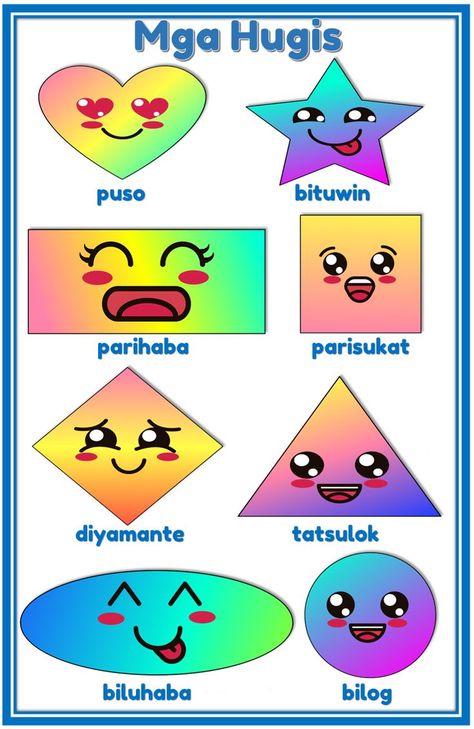 Learn shapes in tagalog with this chart! Abakada Printables, Abakada Tagalog Chart, Abakada Tagalog Chart Printable, Reading Practice Worksheets, Certificate Of Recognition Template, Filipino Words, Alphabet Letters Images, Learn Shapes, Alphabet Writing Practice