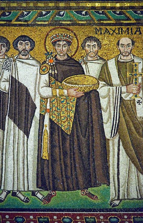 Justinian I, as depicted in mosaic in the Basilica of San Vitale, Ravenna, Italy Basilica Of San Vitale, Byzantine Mosaics, Greek Civilization, Classical Dress, Byzantine Mosaic, Eastern Roman, Byzantine Empire, Ancient World, Byzantine Art