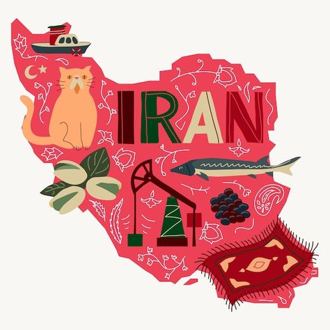 Iran doodle vector elegant illustration ... | Premium Vector #Freepik #vector #salmon-logo #fish-logo #fish-design #animal-logo Iran Illustration Art, Iran Logo, Iran Illustration, Persian Drawing, Iran Painting, Iran Aesthetic, Hannah Reid, Iran Art, Me Highlight Cover Instagram Aesthetic