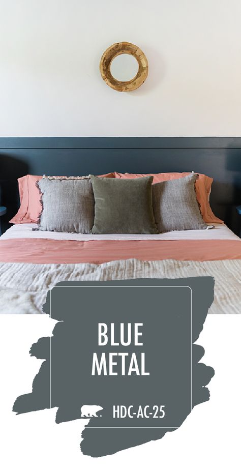 We’ve got serious style envy thanks to this DIY bedroom makeover from Megan, of The Fresh Exchange. Featuring a new coat of Behr Paint in Blue Metal, Cotton Grey, and Blueprint, this room redesign uses mid-century modern details to create a style space. Click below for the easy project tutorial. Diy Bedroom Makeover, Basement Entertainment, Basement Insulation, Basement Guest Rooms, Color Of The Month, Laundry Ideas, Basement Laundry, Entertainment Ideas, Behr Paint