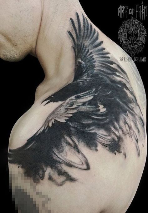 Explore 60+ unique and spiritual raven tattoo designs with meaningful explanations gathered in our article. Choose one that suits your character the best! Rabe Tattoo, Crow Tattoo Design, History Tattoos, Mens Shoulder Tattoo, Crow Tattoo, Norse Tattoo, Neck Tattoo For Guys, Nordic Tattoo, Raven Tattoo