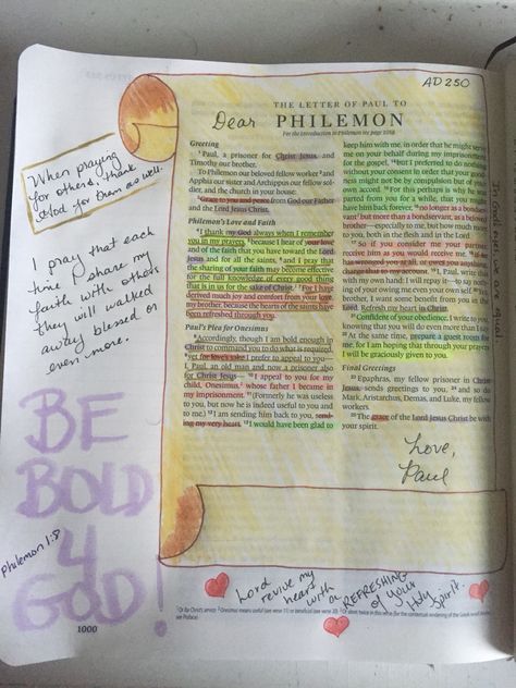 Bible Study Notes Philippians, Philippians 4 Bible Journaling, Philemon Bible Journaling, Bible Journaling Highlighting Key, Nlt Journaling Bible, Book Of Philippians, New Testament Bible, Catholic Bible, Prayer Journals