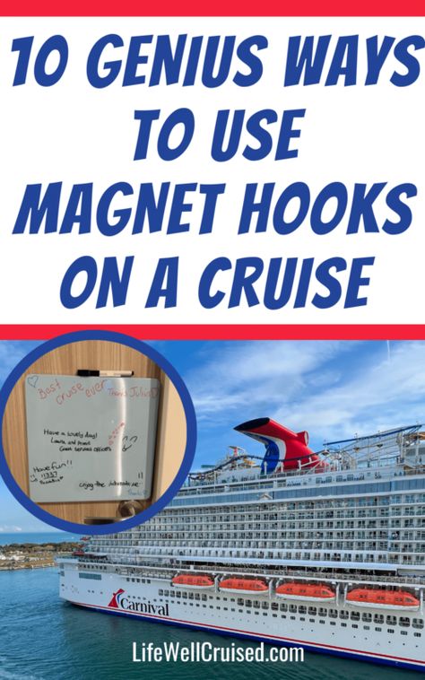 Genius Ways to Use Magnet Hooks on a Cruise Funny Cruise Door Decorations, Cruise Magnets Cabin Doors, Cruise Ship Door Decoration Ideas, Cabin Hacks, Cabin Walls, Cabin Door Decorations, Cruise Magnets, Cruise Kids, Cruise Essentials