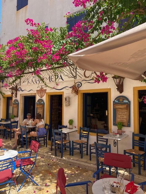 Paxos Greece, Greece Aesthetic, Cute Cafe, Greece, Vision Board, Cafe