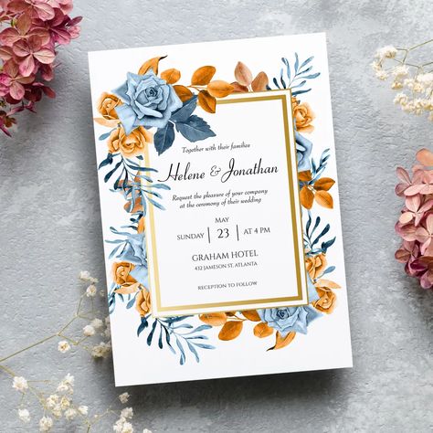 Indigo Rust Watercolor Boho Wedding Invitation | Zazzle Rusty Orange Wedding, Terracotta Wedding Theme, Winter Wedding Rustic, Burnt Orange Wedding Theme, Orange Wedding Theme, Wedding Invitations Suite, Orange Wedding Themes, Invitation Layout, Burnt Orange Wedding